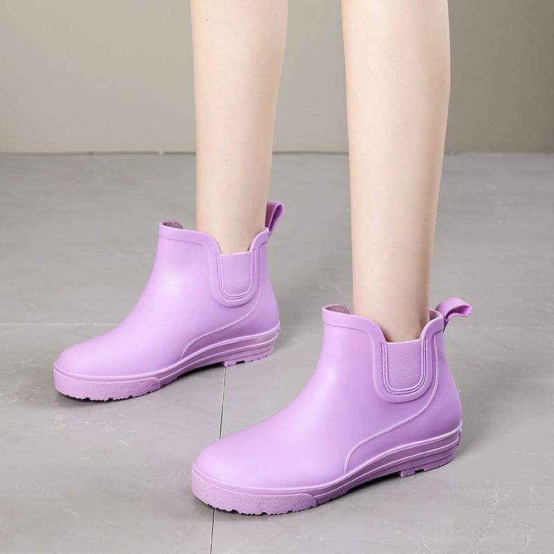 Women's Waterproof Cotton Velvet Rain Boots, Size 34, Non-Slip Short Rubber Boots for Small Feet
