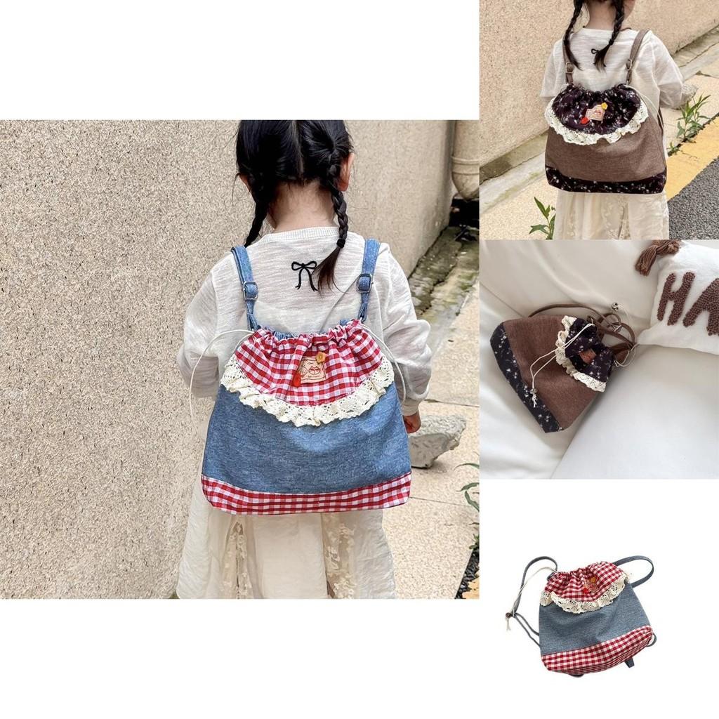 Nylon Lace Drawstring Backpack For Women With Sweet College Style Daily Use