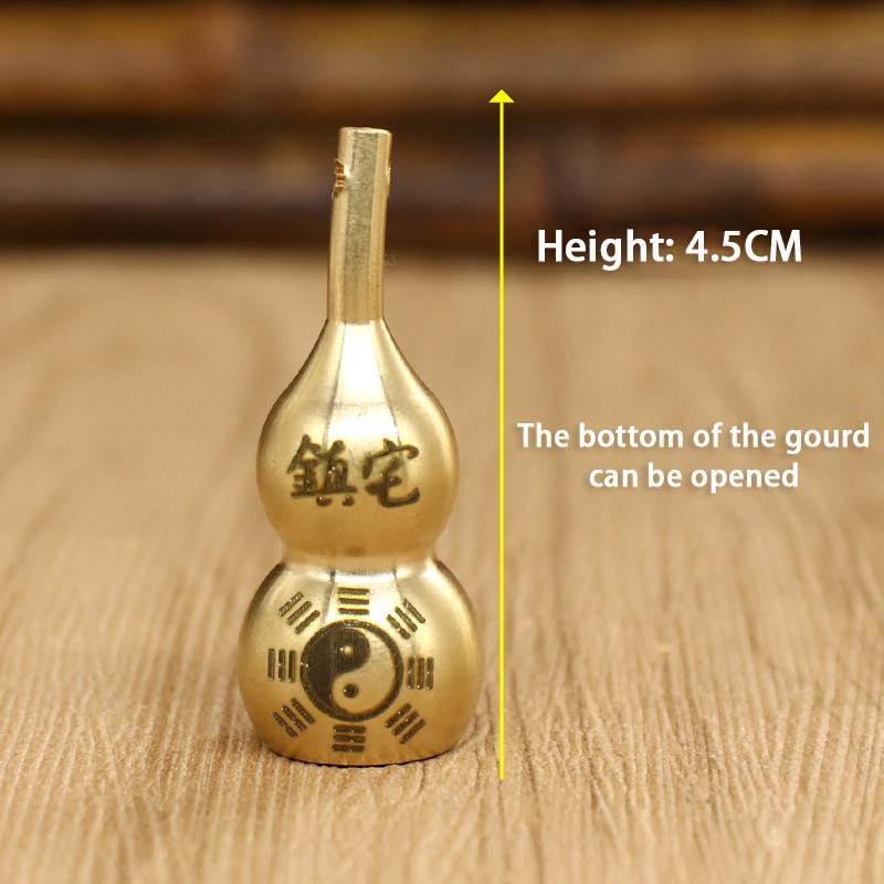 Traditional Chinese Natural Feng Shui Brass Gourd Brass Mental Golden Wu Lou Health Enhance Luck Ornament Home Decor
