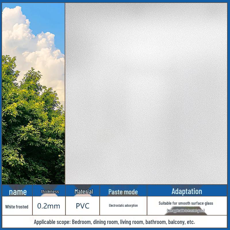 Matowa Folia Statyczna na Okno - Prywatność i Ochrona przed Podglądaniem, Bezklejowa Naklejka na Szkło do Salonu