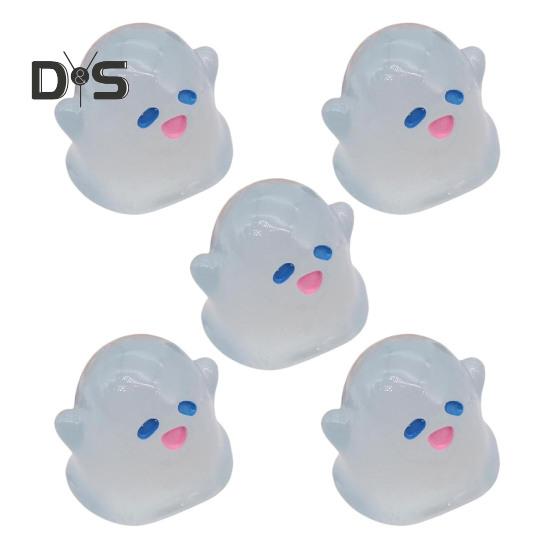 

5 шт. Мини-фигурки привидений из смолы на Хэллоуин, милые светящиеся в темноте привидения, декор для сада для домашней вечеринки, фестиваля, украшения на Хэллоуин светло-синий