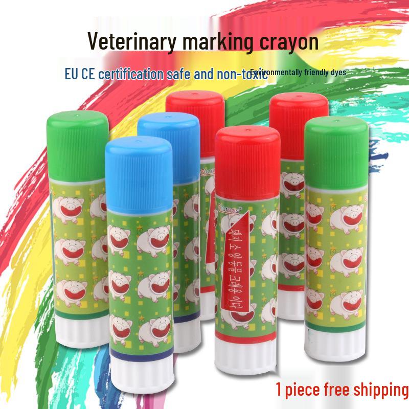 Tri-Color Pig Marking Crayon Set: Red, Green, Blue for Veterinary Use