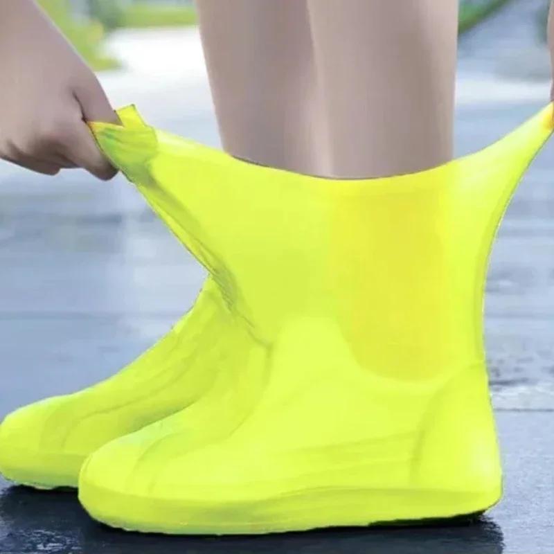 1Pair Silicone WaterProof Shoe Covers Lip-resistant Rubber Rain Boot Rain Gear Overshoes Accessories for Outdoor Rainy Day