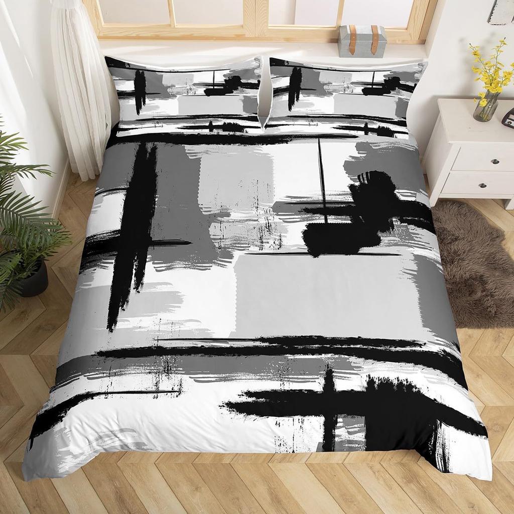 Abstract Line Art Duvet Set Bedding Set Soft Geometric Quilt Set Modern Room Decoration Kit
