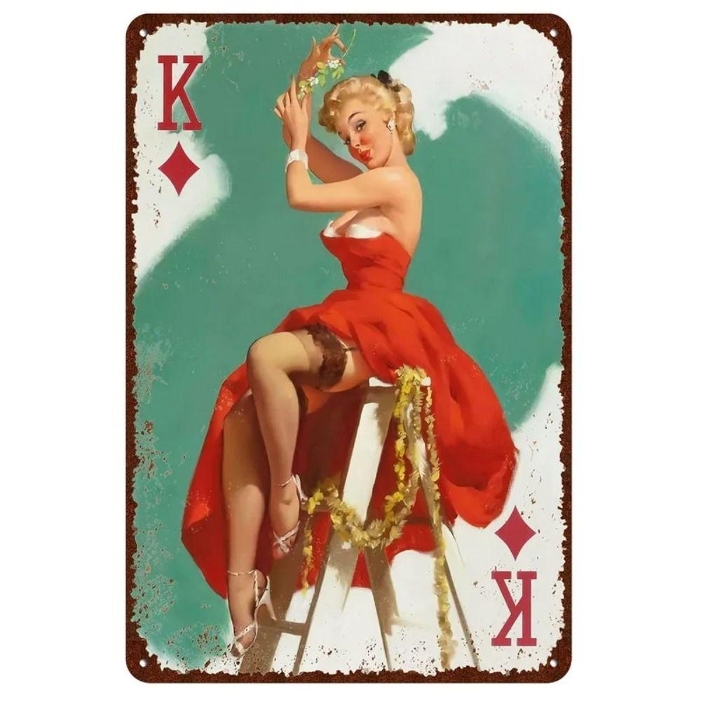Pin-Up Girl Retro Metallwand Schild 30x20cm