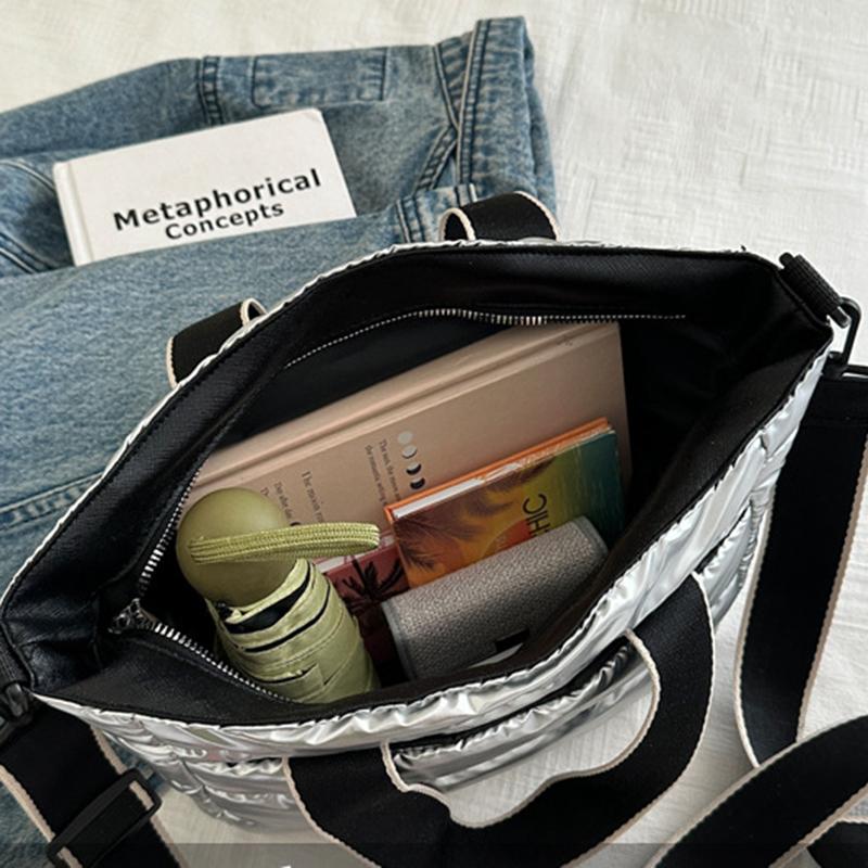 Quilted Shoulder Bag Nylon Down Padded Ladies Messenger Bag Fashion Casual Large Capacity Handbags for Winter Female Tote