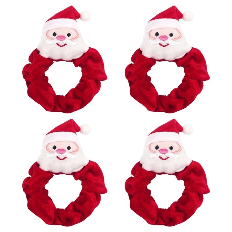 Holiday Hair Scrunchie Velvety Christmas Hair Tie with Plush Top for Christmas Party, Family Photos and Festival Styling