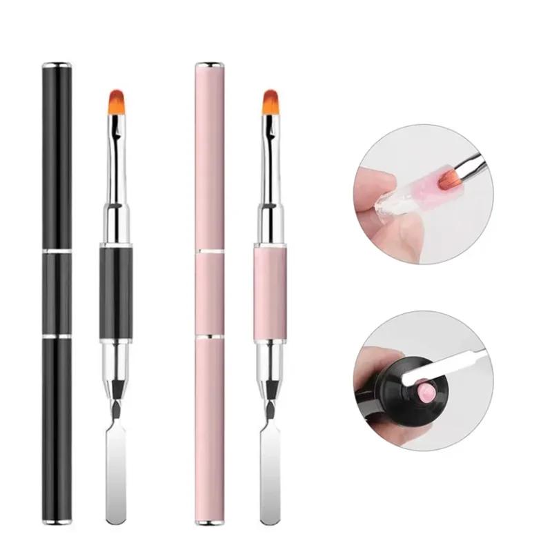 New Gel Brush & Picker 2 In 1 Design Nail Brush and Spatula Gel Nail Brush Tool for Acrylic Nails Extension Gel;'\[p