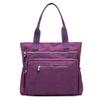 Solid Color Multi Pocket Zip Handbag Nylon Shoulder Storage Bag