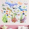 geneX Underwater Sea Creatures Wallpaper Stickers, Set of 4, Glow-in-the-Dark Wallpaper, Cute Turtle, Seaweed, Coral, and Fish, Underwater World Wall