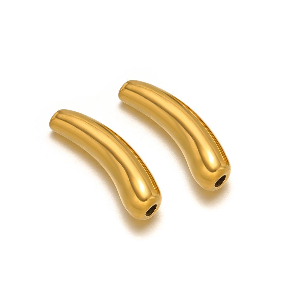 5Pcs Stainless Steel PVD Gold Plated Curved Tube Bead Charms for DIY Necklace Findings Jewelry Bracelet Making Material Supplies