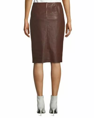 Handgefertigt Neu Lässig Formell Braun Stilvoll Leder Damenrock Echtes Lammfell