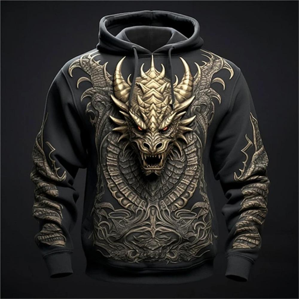 3D Dragon Print Hoodies for Men Hip Hop Trend Harajuku Streetwear Autumn New Sweatshirts Oversized Casual Pullover Tops