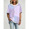 Plus size women's hooded top plaid striped patchwork loose dropped shoulder sleeves hoodie