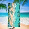 Sunset Beach Scene Beach Towel - Golden Sun, Rolling Waves & Coastal Landscape Print On Fabric for Beach Days & Relaxation
