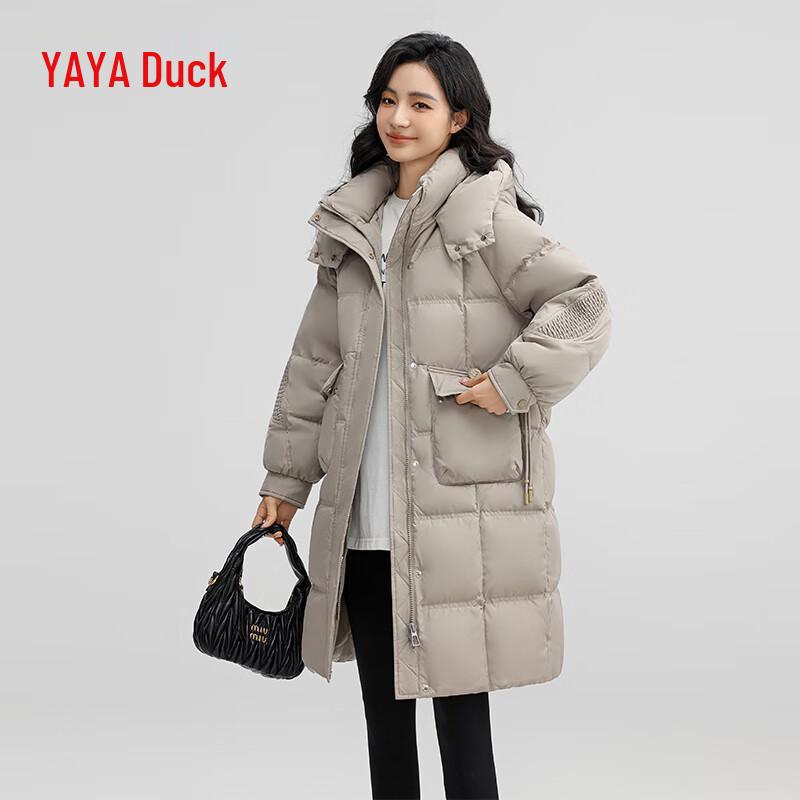 Yaya Women's Hooded Mid-length Thickened Duck Down Jacket