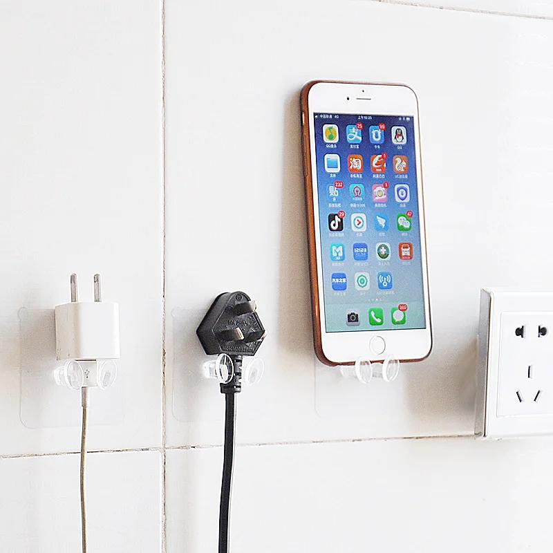 4 Stück Wandaufbewahrungshaken Stanzfrei Steckdosenhalter Küche Stealth-Haken Wandklebehänger Badezimmer Großhandel Heiß