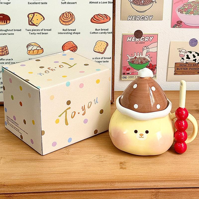 Cute Pig Cup Souvenir Mug Girl Water Cup Office Ceramic Cup with Lid Home Birthday Gift