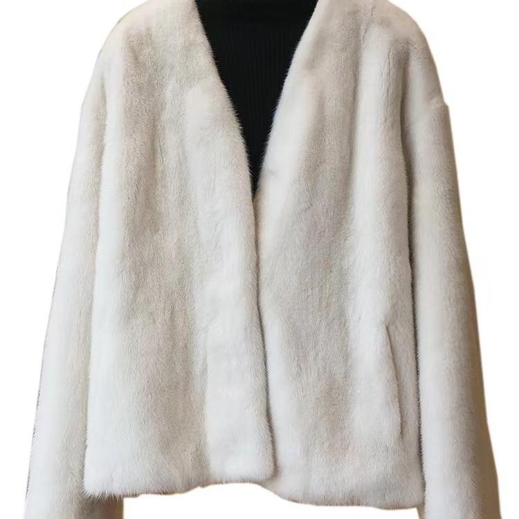 

Новая искусственная бархатная норковая шуба женская с V-образным вырезом универсальная модная норковая шуба короткая S