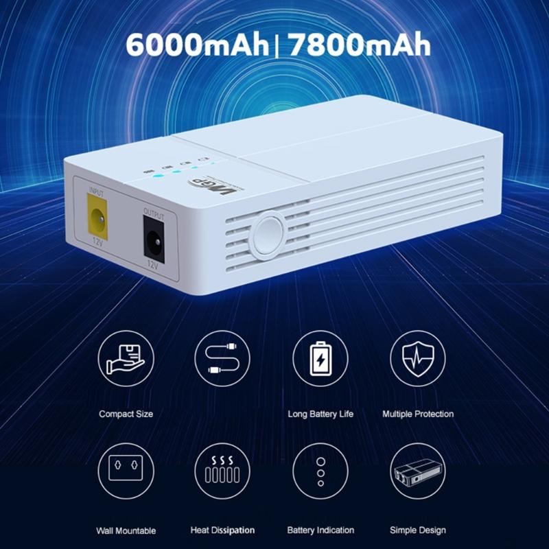 High Capacity 7800mAh 12V 2A Uninterruptible Power Supply Backup for Router Modem Wifi Router Electrical Accessories