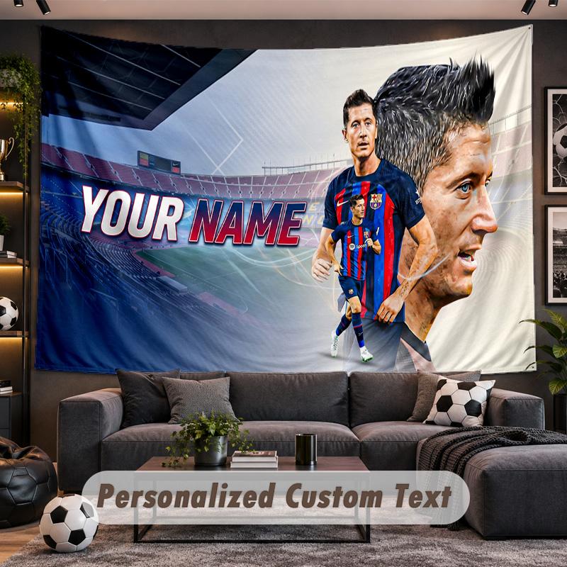 Robert Lewandowski Personalized Tapestry Support Custom Name, Wall Art Home Decoration