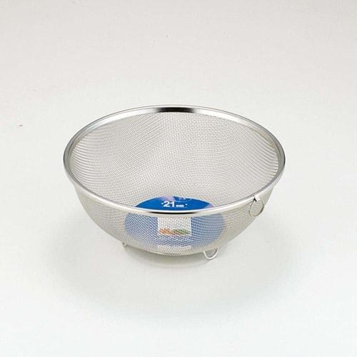 Yoshikawa Mizureed II Bowl-Shaped Colander, 21cm, 18-8 Stainless Steel with Rings and Legs, Made in Japan, SH8622