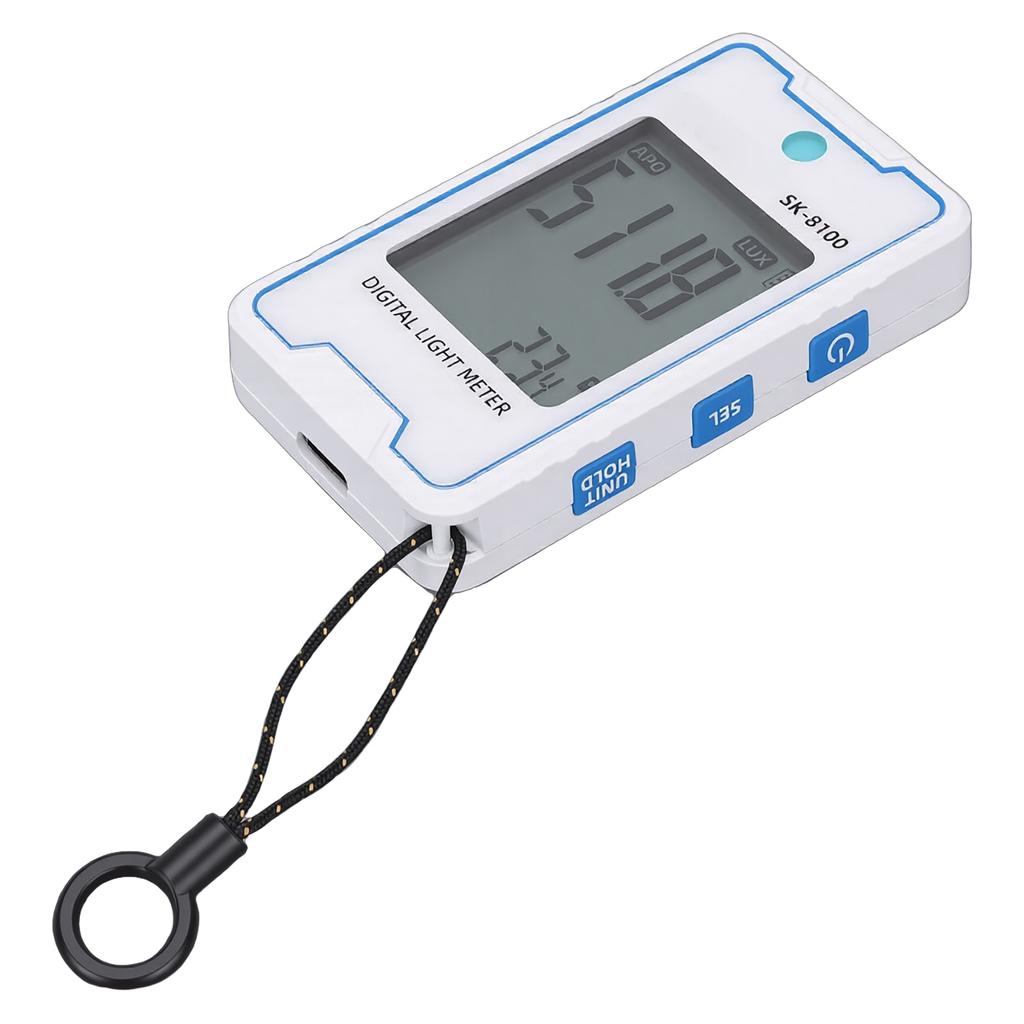 Mini Digital Light Meter with Temperature Auto Off Data Hold Light FC Unit Conversion Type C Charging 0 0.1 999900