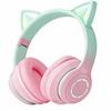 YaPanda Fofo Orelha de Gato Bluetooth LED Ajustável com Fio e Compatível com e Manual de Instruções em Japonês Incluído Fones de Ouvido, Standby Ultralongo,