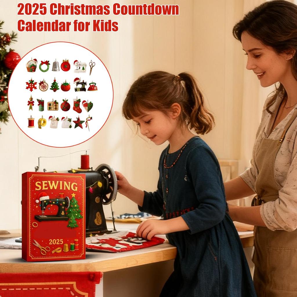 Sewing Calendar Advent 2D Flat Sewing Accessories 2025 Christmas Countdown Calendar for Kids for Adults Living Room Bedroom