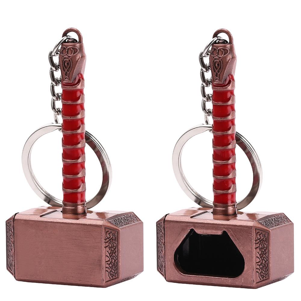 Thor Hammer Mjolnir Bottle Opener Keychain Multi-functional Pendant Accessories Gift for Fans Keyring