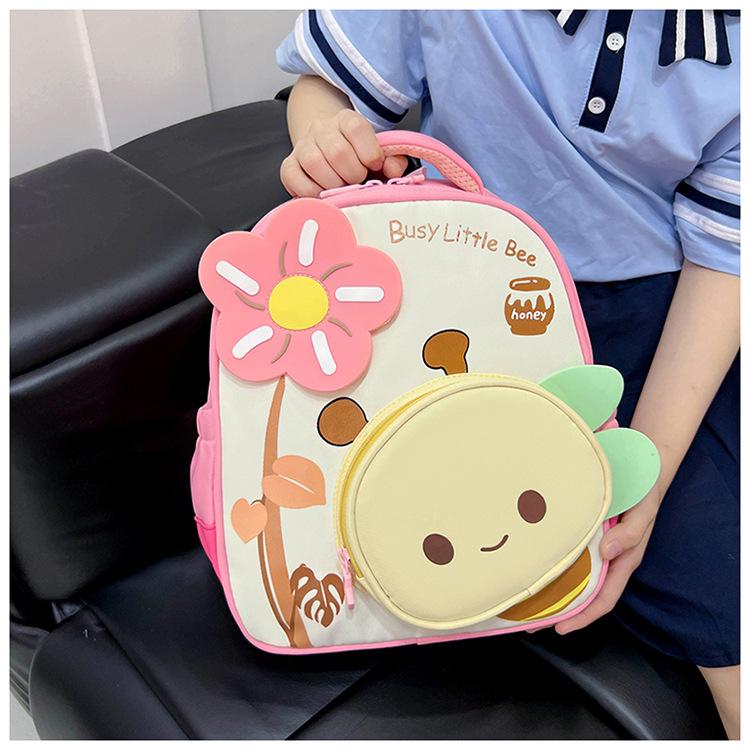 Kids' Cute Cartoon Bee Backpack for Kindergarten, Ages 3-6, Double Shoulder Design