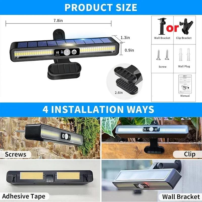 New Clip On Solar Motion Lights Outdoor Waterproof,Solar Fence Lights Outside with 36 LED Portable Solar Powered Security Light