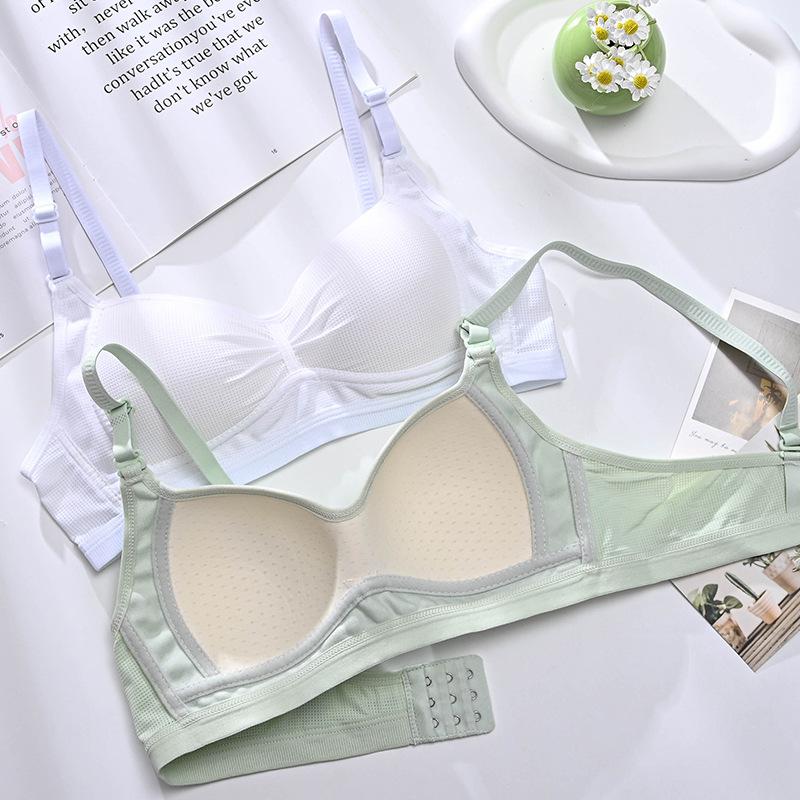 Spring and Summer Solid Color Middle School Students Development Period Cotton Bra Without Steel Ring Breathable Thin New Bra