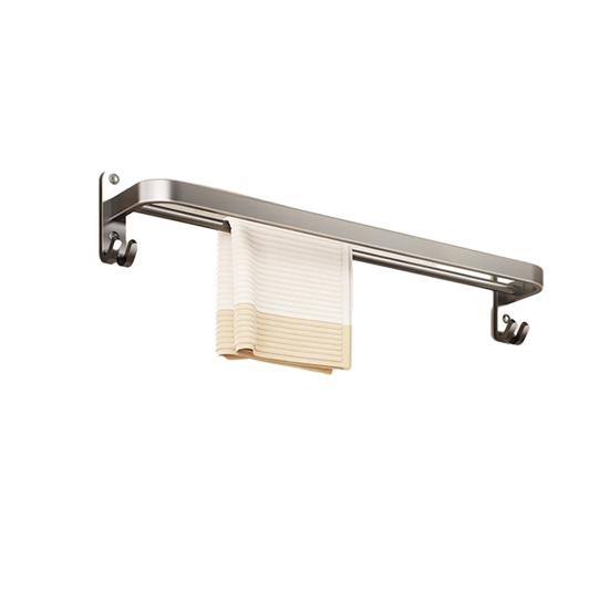 Towel Rack Foldable Wall Mounted Space Aluminum Towel Rail with Hooks Black Matte Finish Durable Rust-Resistant Bathroom Storage