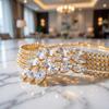 Elegant Necklace Earrings Bracelet Set Sparkling Crystal Wedding Ornaments  Party