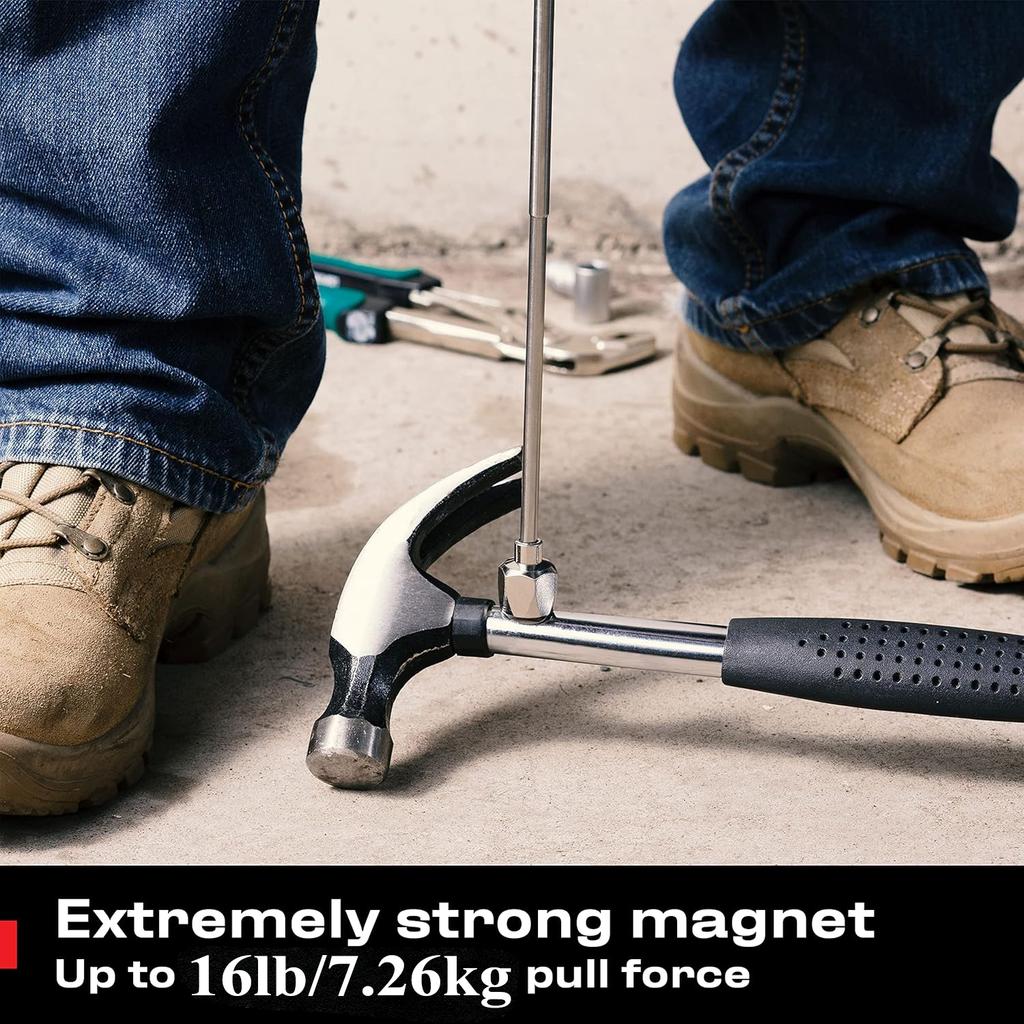 Teleskopisches Magnetisches Greifwerkzeug mit Diamantdesign – Extra Starker 16lb Zugkraft Edelstahl-Magnetstab Erweitert sich auf 30 Zoll
