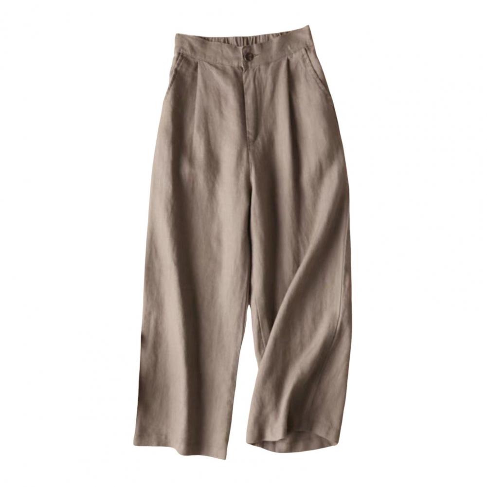 

Female Pants High-Waisted Button Zipper Fly Everyday Wear Trousers Single Color Straight Wide Leg Leisure Long Pants Daily Wear B Practical Use M