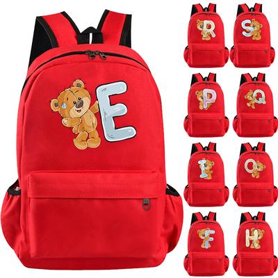 Batoh Little Bear 26 anglických písmen školní taška pro dívku Chlapec Velkokapacitní dětská taška zpět do školy