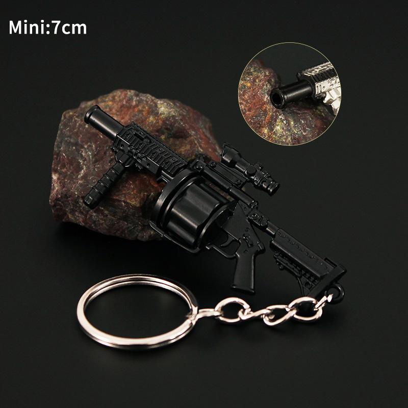 Weapon Model 14cm Metal Gun Playerunknowns Battlegrounds MGL Grenade Launcher Guns Keychain Arms Game Peripheral Boys Toys