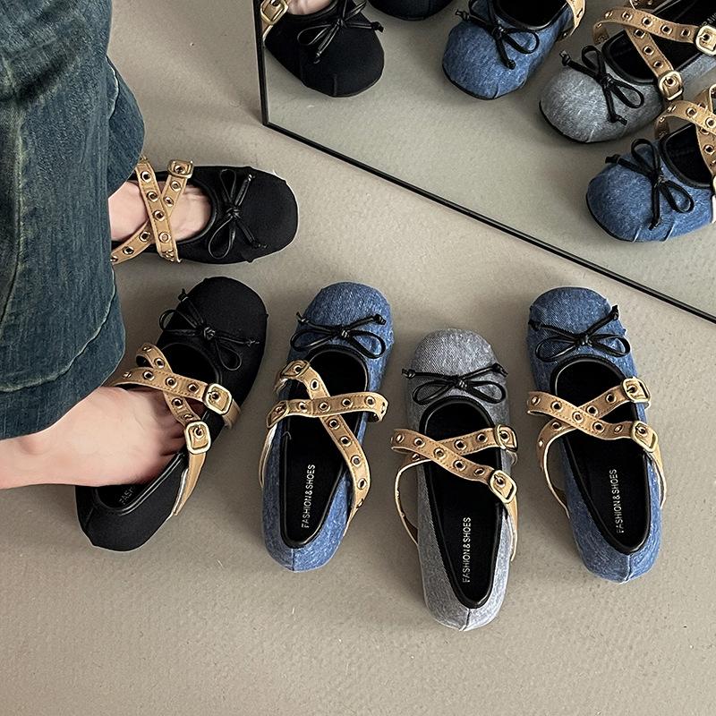 Retro cross metal buckle bar shoes, rare shoes, women's summer fashion versatile design sense, inner height increase with skirt shoes
