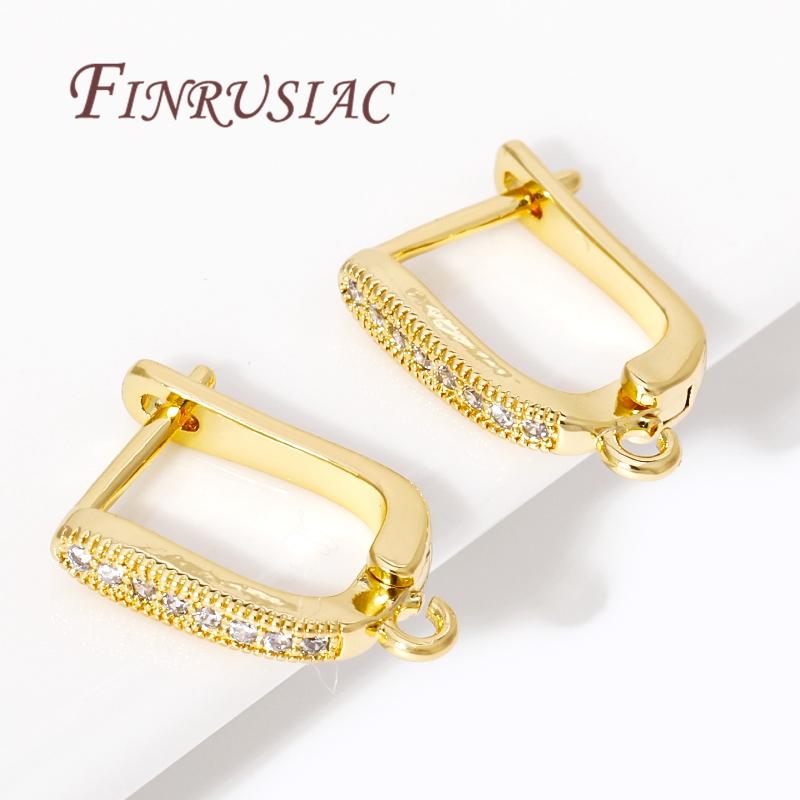 18K Gold Plated Brass Zircon Earrings Hook Clasp Accessories For Earrings Earring Fixtures Earwires Fastener Findings For DIY