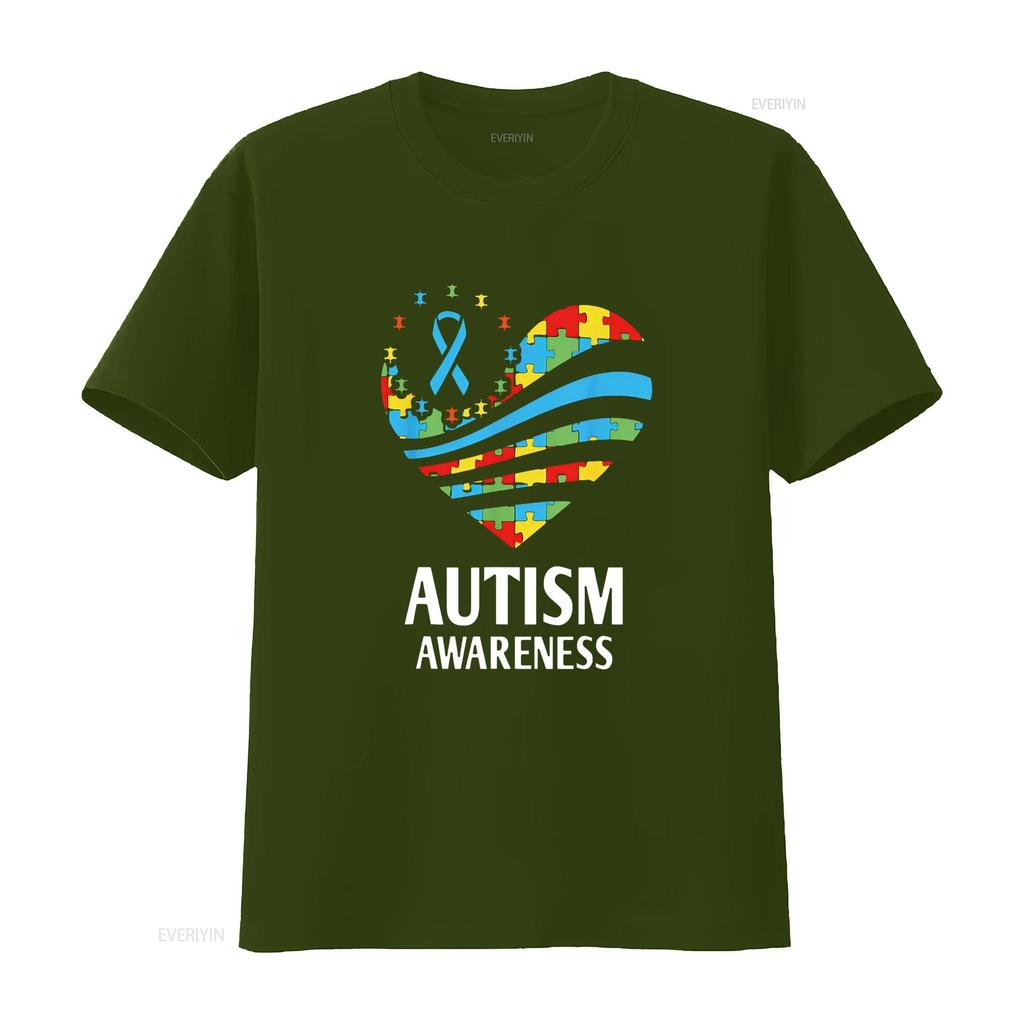 Autism Awareness T Shirt Women Heart Support Autistic Kids Black Vintage Washed Fashion Graphic Soft Designer Clothes Casual