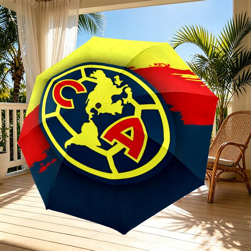 Club America Print Automatic Open Close Umbrella, Portable Foldable Umbrella, for Outdoor Commute Camping Trip, Ideal Birthday Gift