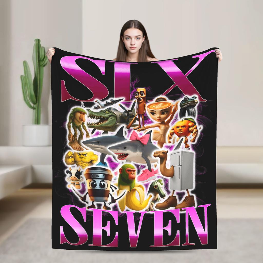 Popular 67 Brainrot Italian Meme Funny Blanket Warm Soft Flannel Throw For Sofa Office Travel Men Women Multi Sizes