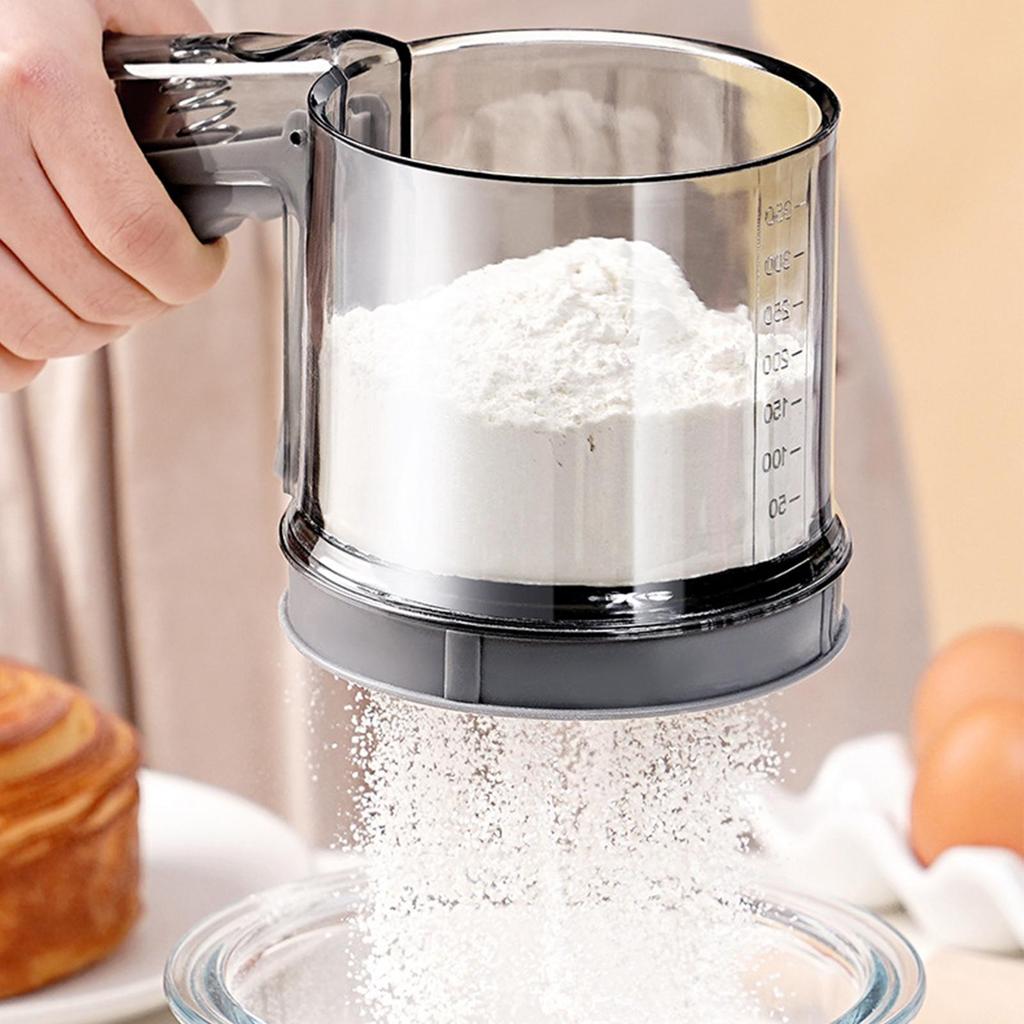 Semi-Automatic Straight Handle and Press Double Layer Fine Mesh Flour Sifter Non-stick Baking Tools Kitchen Gadgets Accessories