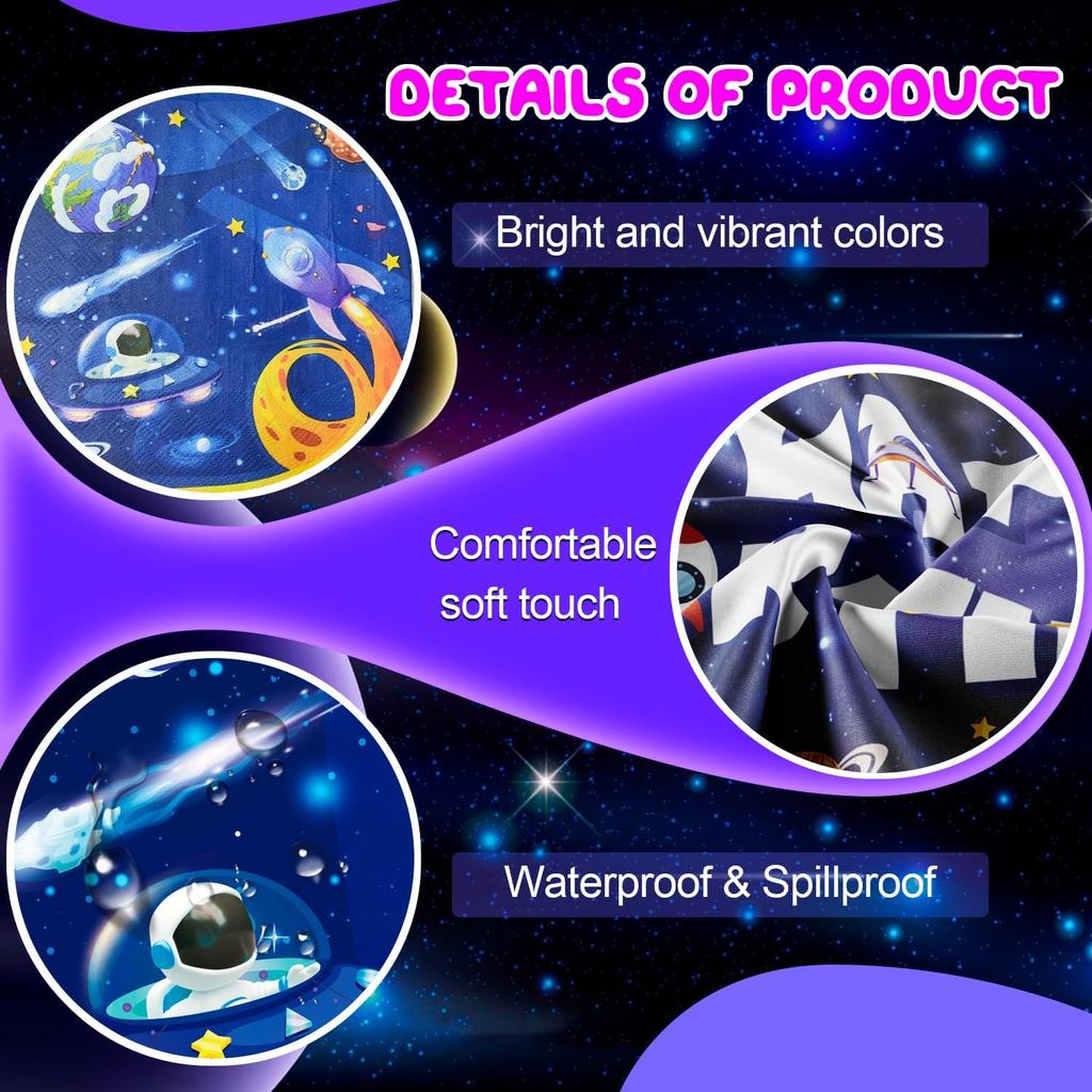 Space Birthday Party Decorations,118pcs Space Birthday Decorations Outer Space Birthday Tableware Set Outer Space Birthday Party Plates Tablecloth