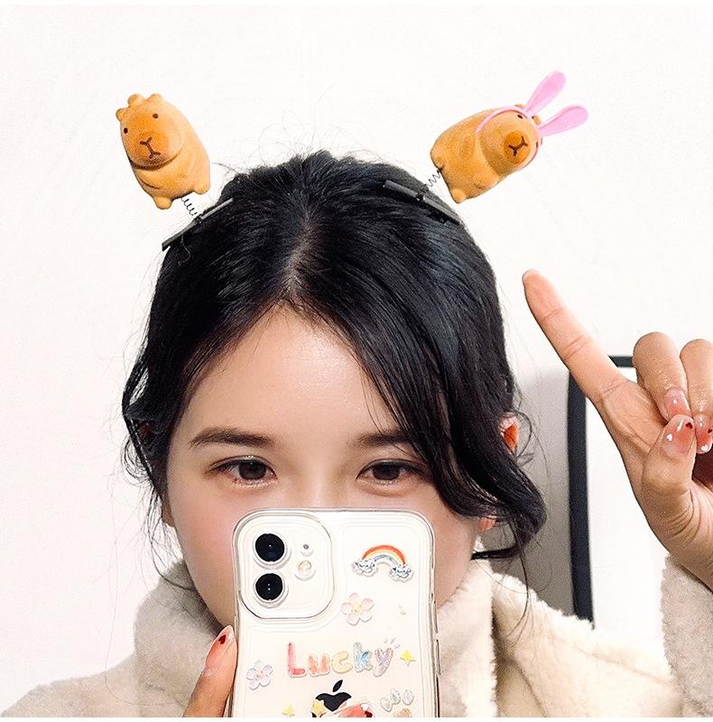 10-100PCS Kawaii Hair Clip Fashion Children Bow 3D Capybara Animal Plush Hairpin Funny Style Duckbill Clips Headdress Gifts