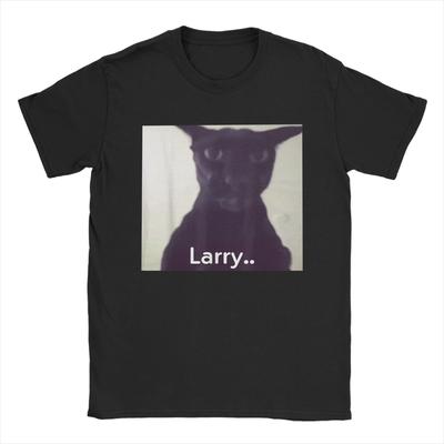 Kwaadaardige Larry Kat Meme Vervloekt Dank Brainrot T-shirt Heren Puur Katoen Grappige T-shirts Grappig T-shirt Korte Mouw merchandise Cadeau Idee