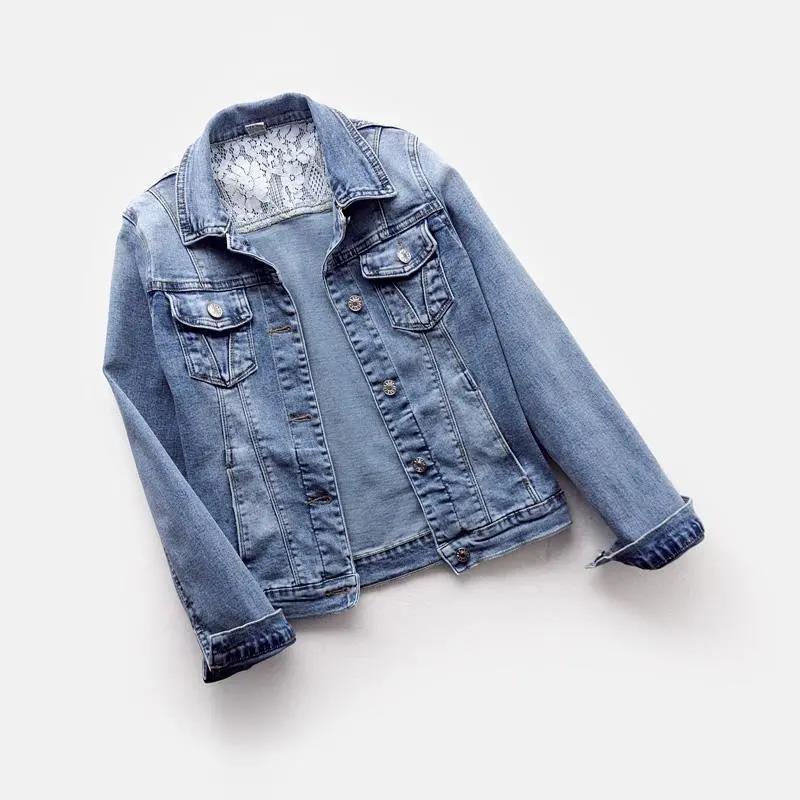 Danmo Women Short Denim Jackets Vintage Long Sleeve Jeans Outwear Casual Female Coat Spring Autumn