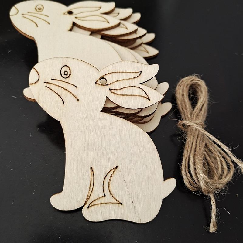 10 Stück Holz-Osterdekorationen zum Bemalen DIY Leere Holzausschnitte Ornament für Ei Hase Kaninchen Schmetterling Blume Frohe Ostern
